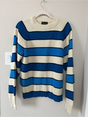 Vintage sears Blue and Cream Striped Crewneck Sweater